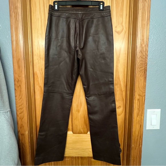 Ralph Lauren Sport Dark Brown Espresso 100% Leather Pants Boot Cut Medium Waist - Picture 9 of 11